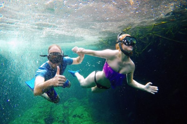 Snorkeling in the Caribbean. Cenotes & Mesoamerican Coral Reef